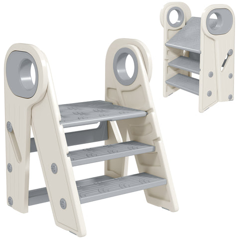 Foldable Toddler Step Stool with Handle – Adjustable 2-Step & 3-Step Kids Kitchen Helper Stool, Non-Slip Child Step Ladder for Bathroom, Sink & Toilet Training