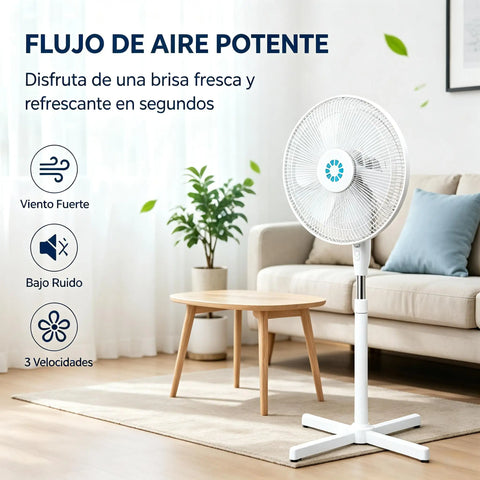 Oscillating Standing Fan – Quiet Energy-Efficient Floor Fan with Adjustable Height up to 125cm, 3 Speeds & Tilt Function
