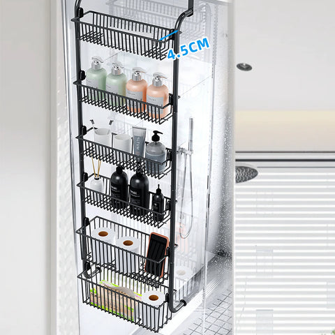 6-Tier Over-the-Door Storage Rack – Heavy Duty Carbon Steel Hanging Basket Organizer for Kitchen, Bathroom, Bedroom & Pantry