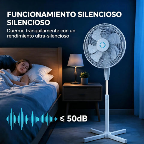 Oscillating Standing Fan – Quiet Energy-Efficient Floor Fan with Adjustable Height up to 125cm, 3 Speeds & Tilt Function