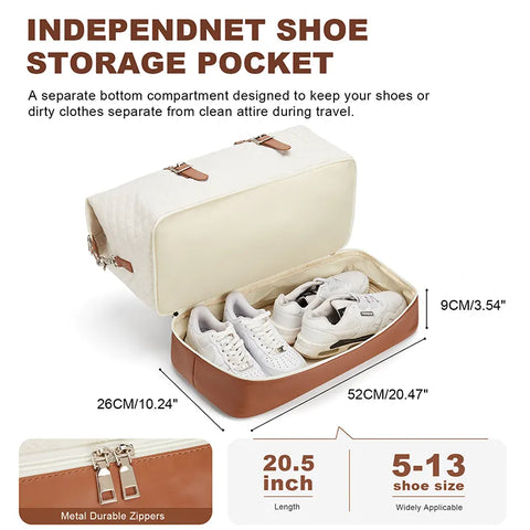 PU Leather Double Layer Shoe Travel Bag