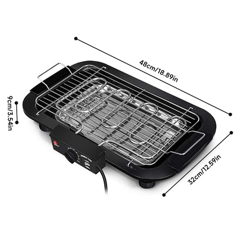 1800-2000W Portable Electric BBQ Grill, Indoor & Outdoor Tabletop Grill with 6-Level Temperature Control up to 350°C, Low-Smoke Electric Barbecue, Removable Grease Tray for Camping, Patio & Parties
