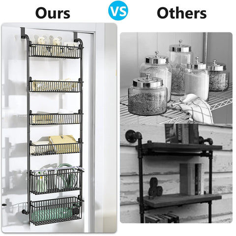 6-Tier Over-the-Door Storage Rack – Heavy Duty Carbon Steel Hanging Basket Organizer for Kitchen, Bathroom, Bedroom & Pantry