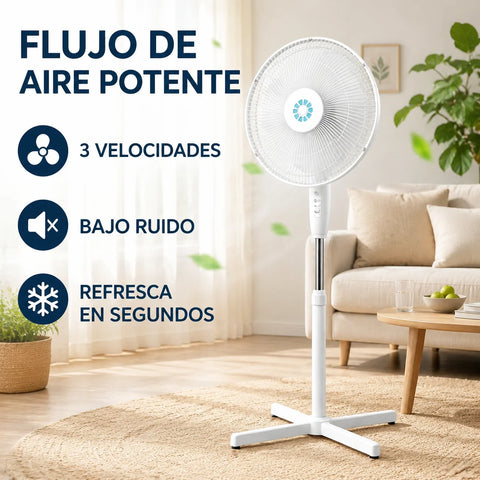 Oscillating Standing Fan – Quiet Energy-Efficient Floor Fan with Adjustable Height up to 125cm, 3 Speeds & Tilt Function