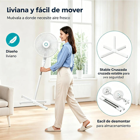 Oscillating Standing Fan – Quiet Energy-Efficient Floor Fan with Adjustable Height up to 125cm, 3 Speeds & Tilt Function