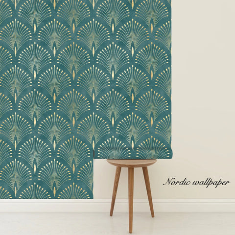 Dark Green Geometric Self Adhesive Wallpaper