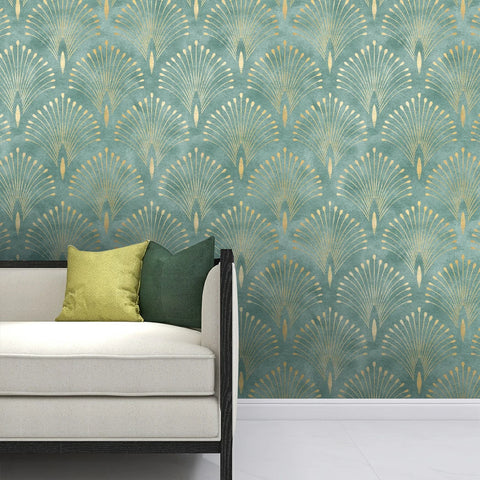 Dark Green Geometric Self Adhesive Wallpaper
