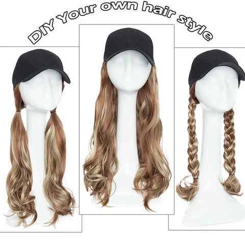 Long Wavy Hair Wig Cap