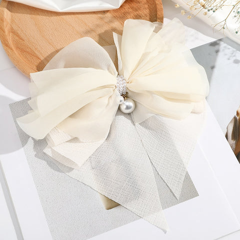 Bow Pearls Chain Barrettes Hairpin