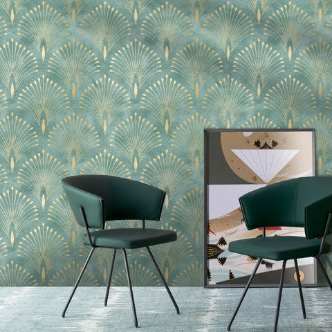 Dark Green Geometric Self Adhesive Wallpaper