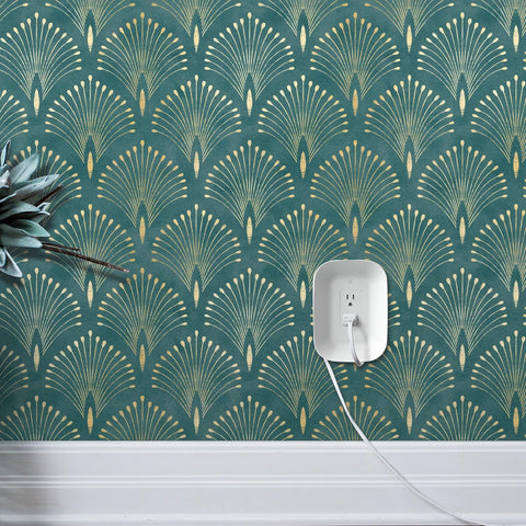 Dark Green Geometric Self Adhesive Wallpaper