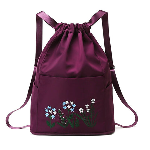 Waterproof Embroidered Flowers Backpack