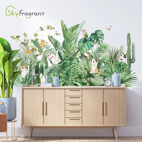 Flowers Plants Cats Wall Sticker