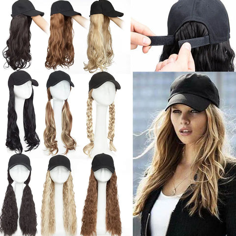 Long Wavy Hair Wig Cap