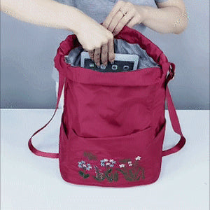 Waterproof Embroidered Flowers Backpack