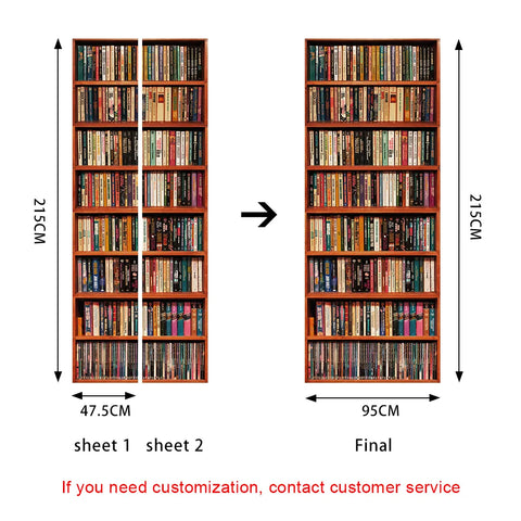 2pcs/set Book Shelves Wallpaper