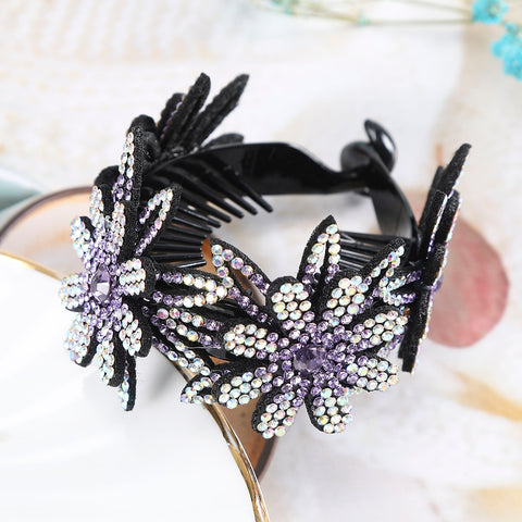 Rhinestone Flower Bun Hairpin