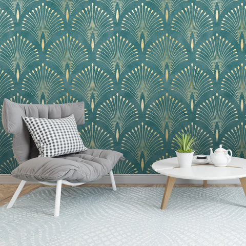 Dark Green Geometric Self Adhesive Wallpaper
