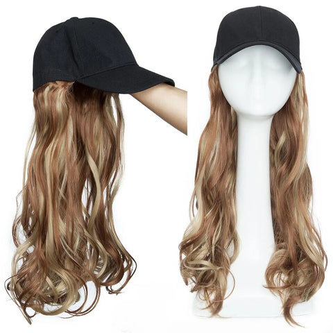 Long Wavy Hair Wig Cap