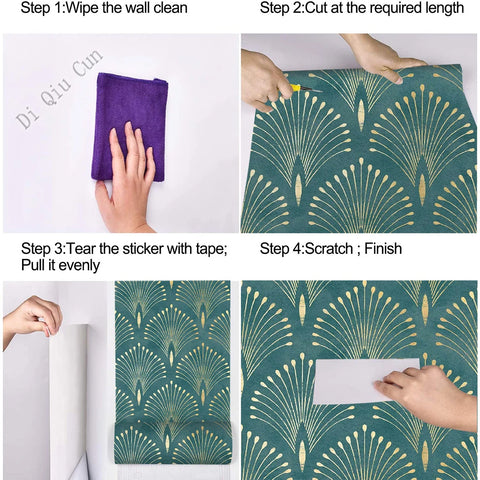 Dark Green Geometric Self Adhesive Wallpaper