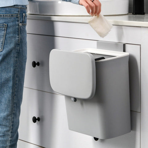 Sliding Lid Hanging Kitchen Trash Can