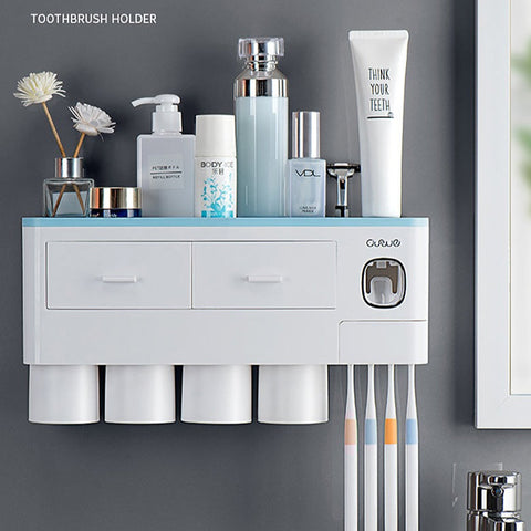 Wall-mounted Toothbrush Holder Toothpaste Squeezer