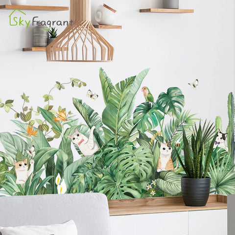 Flowers Plants Cats Wall Sticker