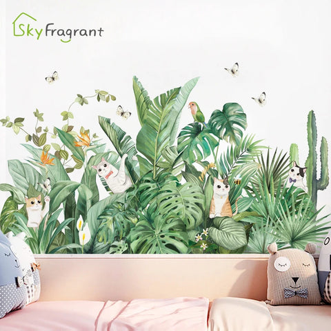 Flowers Plants Cats Wall Sticker