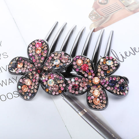 Crystal Rhinestones Flower Hair Comb Clip