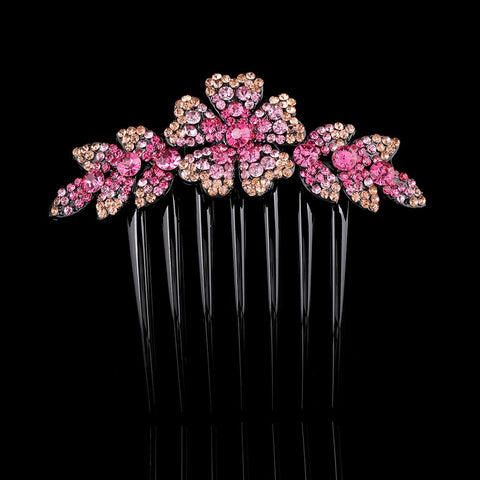 Crystal Rhinestones Flower Hair Comb Clip
