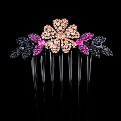 Crystal Rhinestones Flower Hair Comb Clip