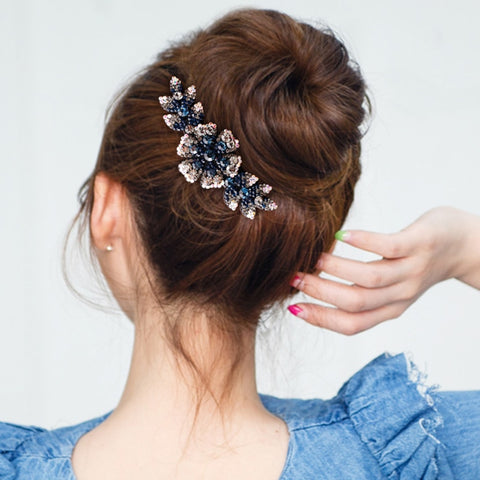 Crystal Rhinestones Flower Hair Comb Clip