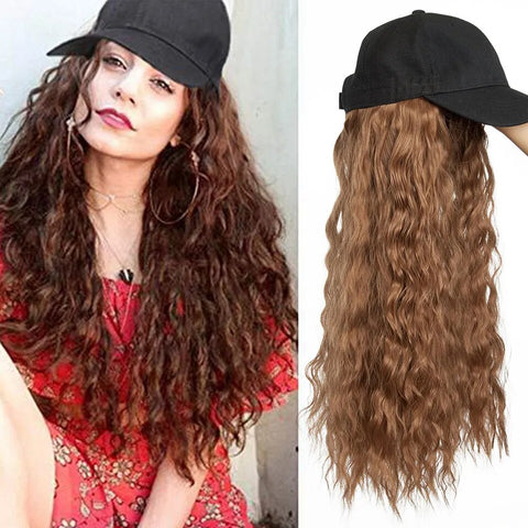 Long Wavy Hair Wig Cap