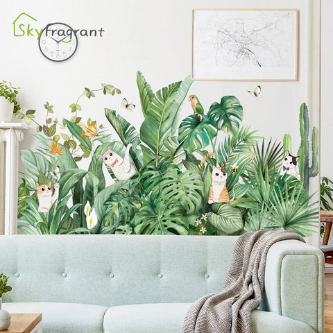 Flowers Plants Cats Wall Sticker