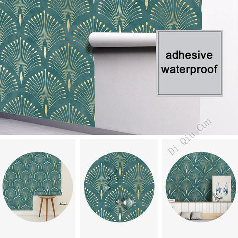 Dark Green Geometric Self Adhesive Wallpaper