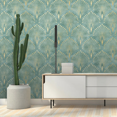 Dark Green Geometric Self Adhesive Wallpaper