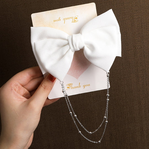 Bow Pearls Chain Barrettes Hairpin