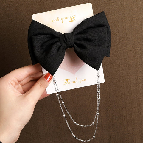 Bow Pearls Chain Barrettes Hairpin