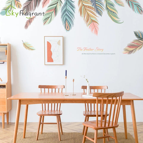 Colorful Feather Creative Wall Stickers