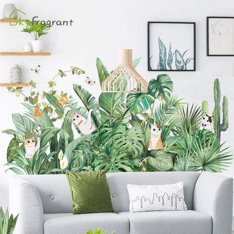 Flowers Plants Cats Wall Sticker