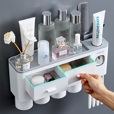Wall-mounted Toothbrush Holder Toothpaste Squeezer