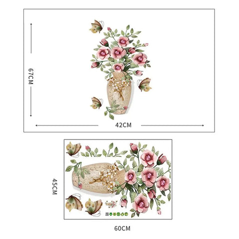 3d Flower Vase Wall Sticker