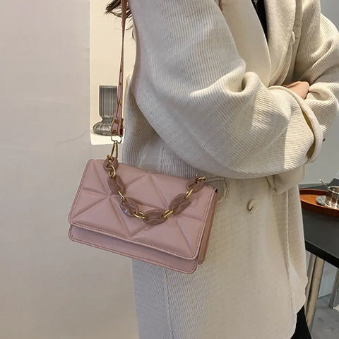Urban Flair: Metal Chain Flap Crossbody