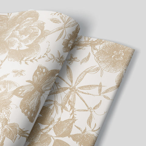 Gold Butterfly Leaf Wallpaper