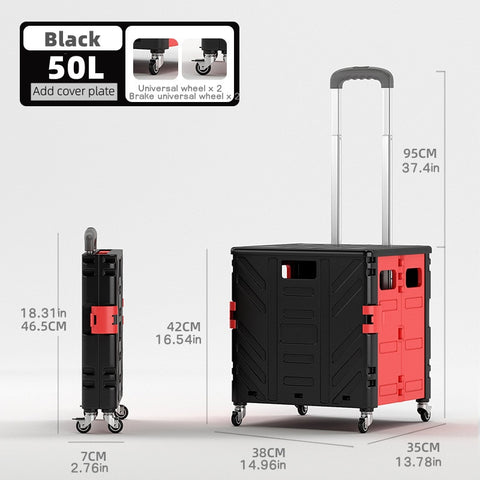 50L Folding Shopping Cart Pull Trolley