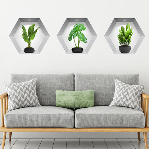 3PCS/Set 3D Plant Wall Stickers