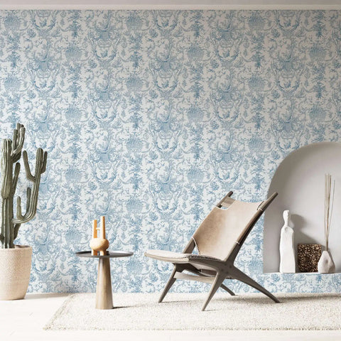 Classic Blue Toile Wallpaper