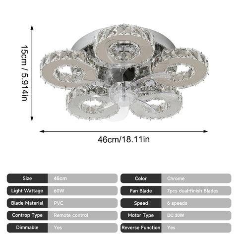 Luxora Beam Luxury Crystal Ceiling Fan
