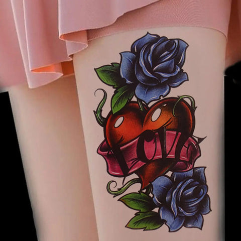 Blue Rose Blossom Tattoo Sticker