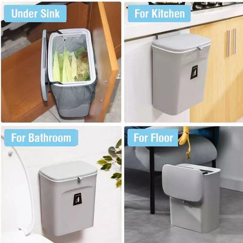 Sliding Lid Hanging Kitchen Trash Can